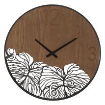 Wall Clock Wood/leaf Cm Ø 60x2