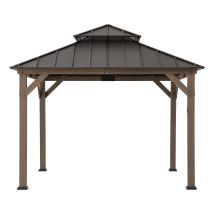Cenador De Madera De Cedro Kaps Con Panel Solar - 330cm X 330cm, Marrón
