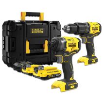 Stanley – Akku-Bohrhammer und Schlagschrauber Set V20 mit 2x 2,0 Ah Akkus – 18V – 32.300 bpm – 60 Nm – 3.500 bpm – 170 Nm