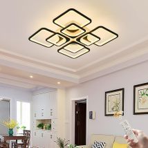 Ganeed Modern Ceiling Light Fixture, Dimmable Led Flush Mount Ceiling Chandelier Lighting With Remote, 8-rectangle Acrylic Ceiling Lamp Fixture For 