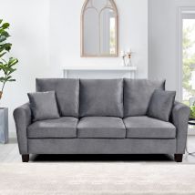 Tivoli Grey Velvet 3 Seater Fabric Sofa