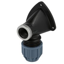 Raccord PE – Applique murale 90° 25 mm 3/4'' FF – Polypropylène, Raccord de serrage, 0 à 45 °C, 16 bar