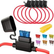 Aamunpa - Ccykxa 5pcs 16awg Waterproof Medium Blade Plug-in Fuse Holder With Wire, Dc 32v 20a Add-a-circuit For Car Truck, With 6pcs Standard Blade 