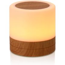 Qiedie - Wooden Bedside Lamp, Touch Sensor Bedside Lamp, Led Night Light, Mini Bedside Lamp