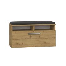 Topeshop - Rivi - Shoe Cabinet With Seat And Storage - Up-and-over Door - Dimensions: 46x85x35 - 6 Shelves - Artisan