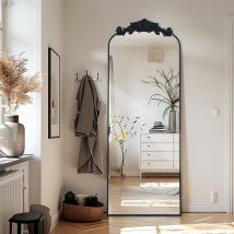 Lunamirror - Filigraner Standspiegel 146 X 44 Cm, Ganzkörperspiegel Mit Vintage Ornamenten, Retro Wandspiegel Für Wohnzimmer, Schlafzimmer, Flur & 