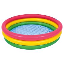 Jilong Kinderpool 3-Ring 100 cm – Aufblasbarer Boden – 95 L – PVC – Rot, Gelb, Grün