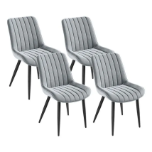 Havenlyhome - Lot De 4 Chaises Salle À Manger, Velours, Gris, Rembourrée, Dossier Ergonomique,réglables,pour Salon Chambre À Coucher