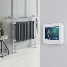 Hudson Reed Elizabeth - Sèche-serviettes Mixte Rétro Sur Pieds Anthracite Avec Thermostat Wi-fi À Écran Tactile – 93cm X 79cm (avec Barre Déportée)