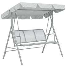 Columpio Balancín Jardín De 3 Plazas Con Toldo Ajustable Respaldo Transpirable Y Marco De Metal Para Terraza Balcón Exterior 171x108x154 Cm