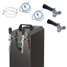 Komplett Set - Zapfanlage, Bierzapfanlage Stream 50k Mit Luftpumpe Bierkoffer, Durchlaufkühler 2-leitig Trockenkühler, Bis Zu 55 Liter/h - Black 