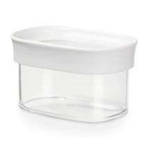 Trockenvorratsdose Optima – Höhe 6,5 cm – Breite 7,5 cm – Länge 9,9 cm – Transparent/Weiß
