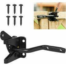 Kinarito - Verrou De Porte Automatique Noir, Serrure De Jardin Automatique, Verrou De Portail, Avec 6 Vis, Pour Patio/jardin/porte