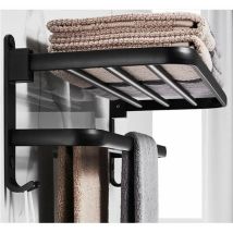 Andyou - Toallero De Baño, Estante De Almacenamiento Plegable, De Aluminio Espacial, Para Pared (40 Cm, Negro)