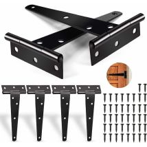 6 Cerniere A T, Cerniere Nere Resistenti, Cerniere Per Porte Resistenti Con Capacità Di Peso Di 25 Kg, Cerniere Pieghevoli Con 42 Viti, Cerniere 
