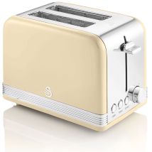 Swan Retro St19010cneu Tostapane A Fessura Larga 2 Fette, Design Vintage, 3 Funzioni: Scongelamento, Riscaldamento, Annullamento, 6 Regolatore Del 