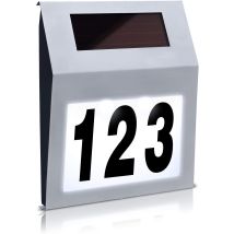 Numero Civico Solare Con Luce A Led Illuminata Con 2 Led Numero Civico In Acciaio Inox Numero Civico Illuminato Lampada Da Parete A Led - Argento