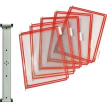 Tarifold - Soporte De Pared 10 Paneles De Visualización Rojo Con Marco De Alambre, Revestido De Cobre Para Din A4