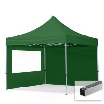 House Of Tents - Gazebo Pieghevole Giardino 3x3m - 2 Laterali Alluminio Telo Idrorepellente Padiglione Mercati Sagre Verde