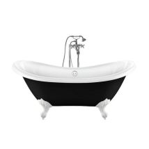 Freistehende Badewanne Darlington Schwarz Adlerfüße Weiss 175
