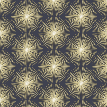Art For The Home - Fire Circle Gold Navy Blue Wallpaper Pattern Paste The Wall Modern Abstract