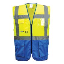 RS PRO – Gilet Executive Warsaw Giallo/Royal XL – 7 tasche, portacard, anello a D, fibbia per radio