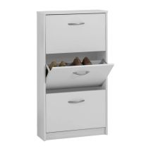 Fmd - Mobile Per Scarpe - Decorazione Bianca - 3 Ante - 6 Paia - L58,5 X H104,5 X P17 Cm - Fabbricato In Germania