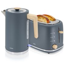 Skt1167gry Nordic Set Tostadora Pan Ranura Ancha 2 Rebanadas + Hervidor Agua Eléctrico 1,7l Inalámbrico 2200w Gris - Briebe