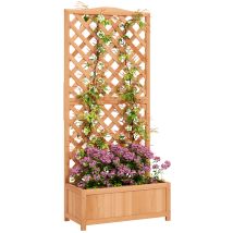 Jardinière Avec Treillis Bac À Fleurs Avec Treillis Fond À Lattes Bois Massif 76 X 36 X 170 Cm Marron