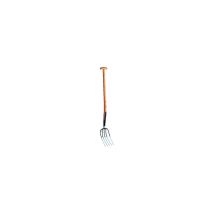 Kompostgabel mit T-Stiel – 5 Rundzinken aus Spezialstahl – 200 mm Breite – 850 mm Holzstiel – 1,6 kg – SHW Rex
