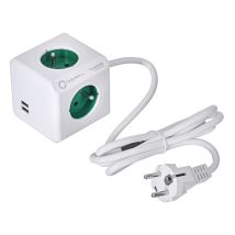 Allocacoc 2402gn/freupc Indoor 4ac Outlet(s) 1.5m Grün, Farbe White Multiple Base - Mehrfachsockel (indoor, 1.5m, 4 Ac Outlets, Typ E (fr), Grün, Weiß