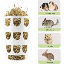 Eaudacè - Hay Rack For Small Animals, Food Dispensers Porous Hangable Plastic Feeding Bowl, Cage Accessories For Rabbits Hamster Chinchillas - White