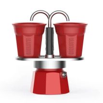 Bialetti Mini Express Double Serve Coffee Maker (2 Cups & 2 Cup Coffee Maker) - Red