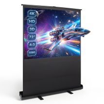 Beamer Leinwand 72 Zoll 4:3, Mobile Business Und Heimkino Beamer, Tragbar Projektor Leinwand, Bodenprojektor Bildschirm, 146 X 109 Cm, Keine Montage 