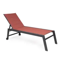 Tumbona Bioclimática Hilde Roja Con Ruedas Y Respaldo Reclinable 200x70x102