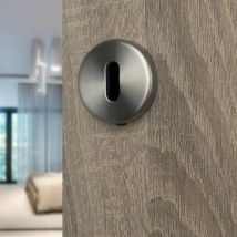 Ouvre&déco – 2 Rosaces De Poignée De Porte Rondes Mira Entrée De Clé, Aluminium Gris Nickel Mat