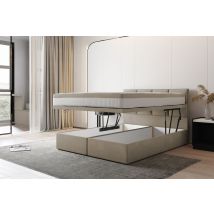 Tropea Boxspringbett 200 X 200 Mit Bettkasten Mit Matratze Beige - Trada