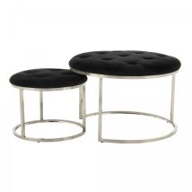 Oko - Tabouret Semi Artisanal Lot De 2 Zada 40x40 Noir Et Gris