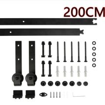 Jeobest - Skecten 6.6ft/200cm Herraje Para Puerta Corredera, Puertas Corredera Carril, Negro