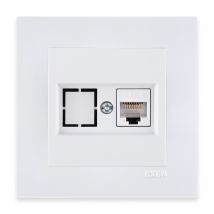 Prise Rj45 Catégorie 6 Blanc – Ensemble Complet Avec Plaque – 253/01e Exen