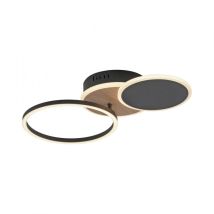 Plafonnier Led Moderne Noir/bois Sevent Leuchten 25,5w