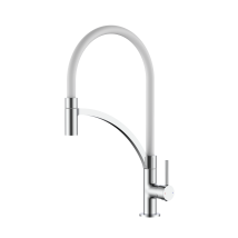 Pollini Acqua Design - Miscelatore Lavello Cucina Canna In Silicone Colore Bianco Senso 2 Cromo