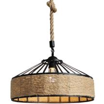 Lampada A Sospensione, Vintage Lampadario Da Soffitto Con Paralume In Ferro, Corda Di Canapa Illuminazione Edison E27 Per Cucina Isaland Camera Da 