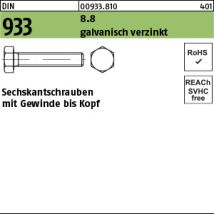 Fontana - Din 933/iso 4017 Sechskantschraube Vg M8x12 Stahl 8.8 Galvanisch Verzinkt 200 Stk