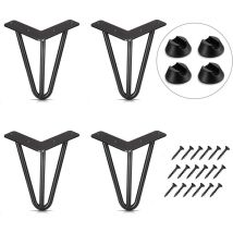 4er-set Tischbeine 10 Cm, Diy-möbelbeine Für Esstisch, Kaffeetisch, Schwarz + Beinschoner Und Schrauben