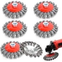 Kit De 6 Brosses Métalliques Pour Meuleuse D'Angle, Accessoires Pour Meuleuse D'Angle M14, Brosse Métallique Flexible De 125 Mm Pour Perceuse/visseuse