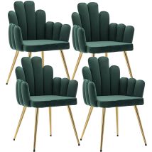 Wahson Office Chairs - Dining Chairs 4pcs In Velvet Kitchen Chairs With Special Designed Backrest For Living Room Restaurant Cafe, Green, Wahson