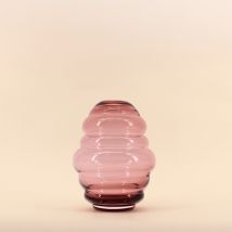 Vase Anneaux En Verre Rose Fait Main, H21cm