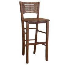 Tabouret De Bar Verona En Bois De Noyer Foncé H 73 Avec Assise Solide