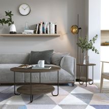 Runder Couchtisch – 80 x 80 x 45 cm – Metallbeine – Dunkelbraun – Modern – Beistelltisch – TV-Ständer